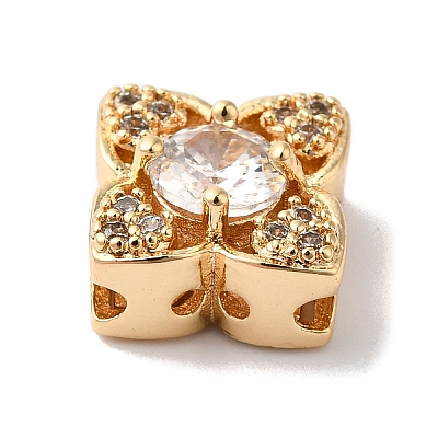 Brass Micro Pave Clear Cubic Zirconia Beads KK-G503-12G-1