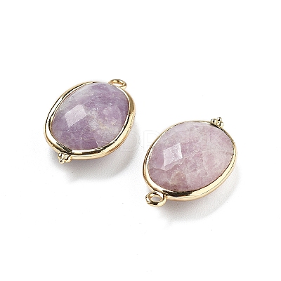 Natural Lepidolite Faceted Oval Connector Charms G-H323-02G-14-1