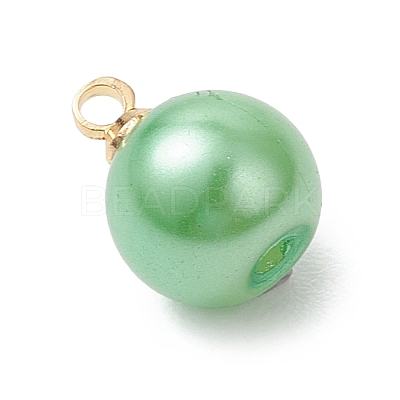 Baking Paint Pearlized Glass Pearl Round Charms PALLOY-JF04787-1