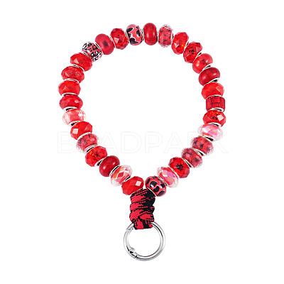 Resin Rondelle Bead with Polyester & Spandex Cord Phone Hand Strap Chains HJEW-TADJ0009-1