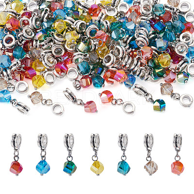 105Pcs 7 Colors Glass European Dangle Charms PALLOY-TAC0221-1