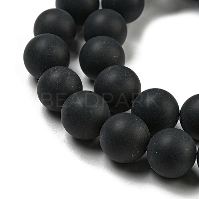 Grade A Natural Black Agate Beads Strands G447-6-1