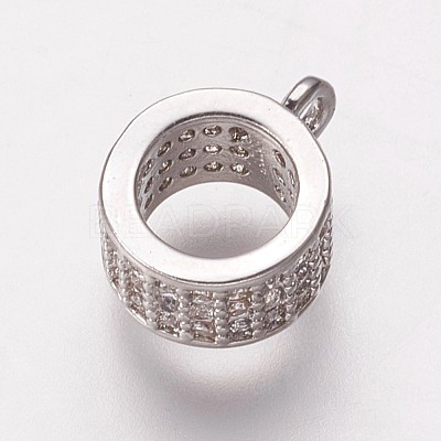 Brass Cubic Zirconia Tube Bails KK-P134-63P-1