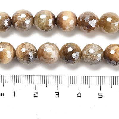Electroplated Natural Tiger Eye Round Beads Strands G-L598-A04-03-1