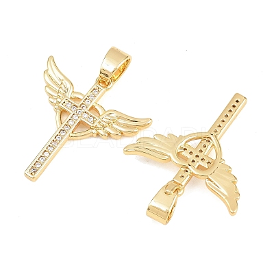 Easter Brass Micro Pave Clear Cubic Zirconia Pendants ZIRC-F148-14B-G-1