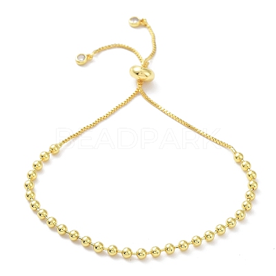 Long-Lasting Plated Brass Round Bead Slider Beacelets for Women Men BJEW-E089-01G-02-1