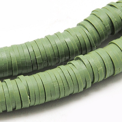 Flat Round Handmade Polymer Clay Beads LS-CLAY-R067-8.0mm-43-1