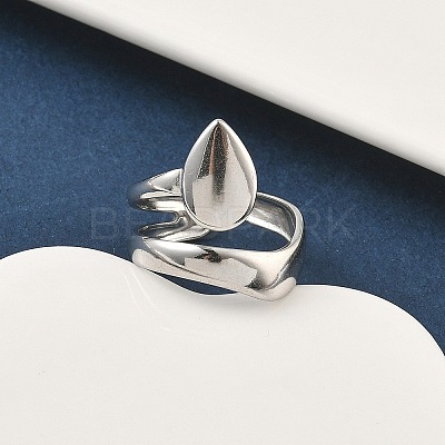 304 Stainless Steel Cuff Rings for Women RJEW-A079-08E-P-1