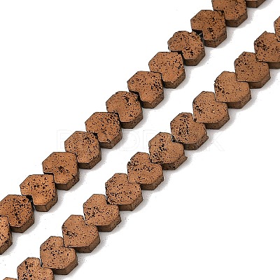 Electroplated Natural Lava Rock Beads Strands G-K388-04A-05-1
