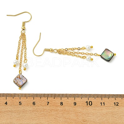Shell Pearl & Abalone Shell/Paua Shell Dangle Earrings for Women EJEW-JE07328-02-1