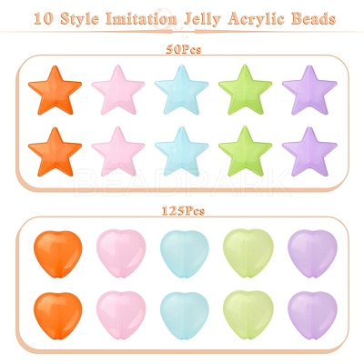 175Pcs 10 Style Imitation Jelly Acrylic Beads MACR-YW0001-80-1
