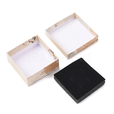 Floral Oil Painting Print Square Cardboard Jewelry Boxes CBOX-A010-01A-07-1