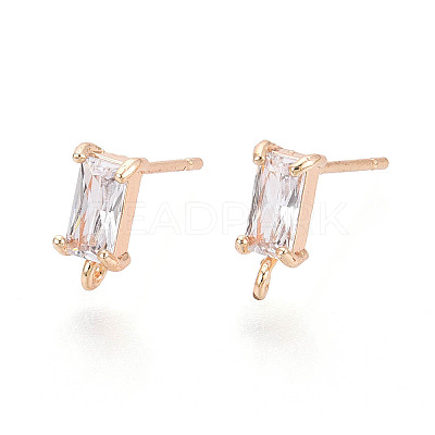 Brass Stud Earring Findings X-KK-T038-492C-1