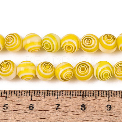 Handmade Millefiori Glass Round Beads Strands LK-R004-93D-1