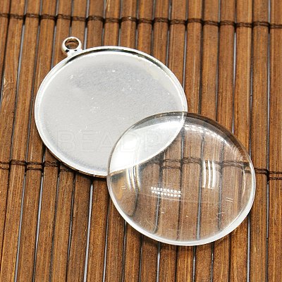 25mm Transparent Clear Domed Glass Cabochon Cover for Brass Photo Pendant Making KK-X0021-NF-1
