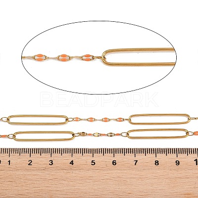 304 Stainless Steel Enamel Dapped Chain Oval Link Chains CHS-K021-15G-01-1