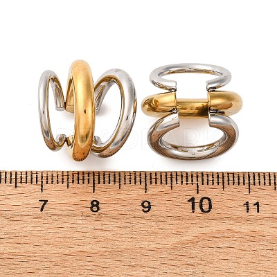 Triple C-Shaped 304 Stainless Steel Two Tone Cuff Earrings EJEW-A131-04A-GP-1
