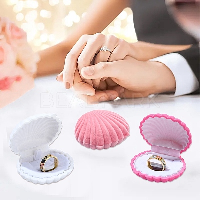 1Pc Shell Shaped Velvet Jewelry Storage Boxes VBOX-YW0001-05A-1