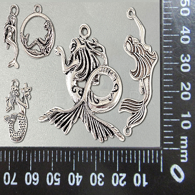 100Pcs 10 Styles Tibetan Style Alloy Pendants TIBEP-CJ0001-52-1