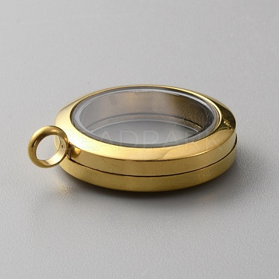 304 Stainless Steel Locket Pendants STAS-WH0027-44G-1