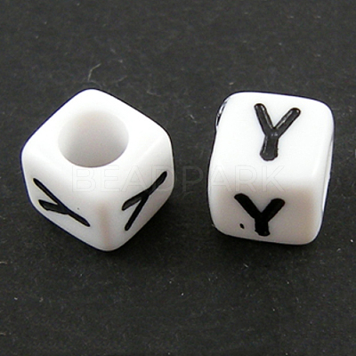 Letter Acrylic European Large Hole Beads OPDL-R050-10mm-Y-1