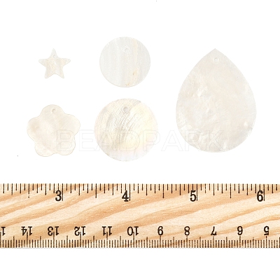 56Pcs 5 Styles Natural Capiz Shell Pendants SHEL-FS0001-08-1