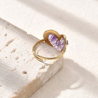 Heart Natural Amethyst Finger Rings STAS-Z112-10G-01-1