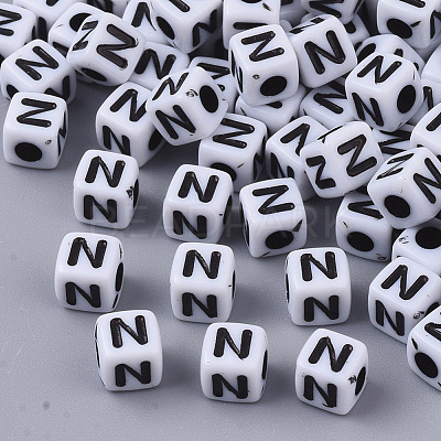 White Opaque Acrylic Beads MACR-R869-02N-1