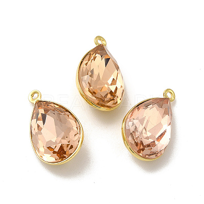 Rack Plating Brass Glass Pendants KK-A177-22G-04-1