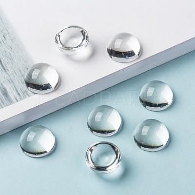 Transparent Half Round Glass Cabochons X-GGLA-R027-18mm-1