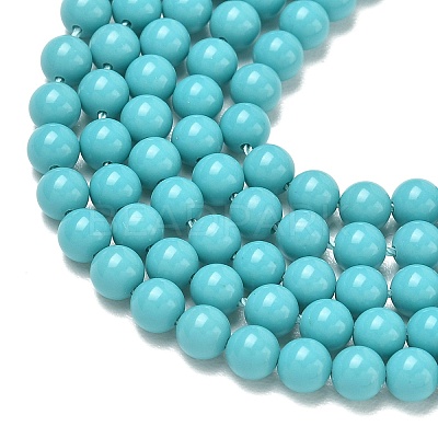 Synthetic Taiwan Turquoise Round Beads Strands G-A130-4mm-L08-1