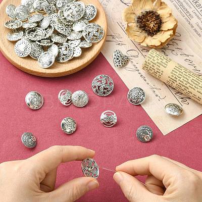 50Pcs 10 Styles Alloy Shank Buttons BUTT-CJ0001-09-1