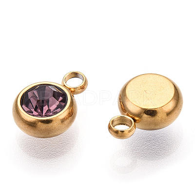 201 Stainless Steel Rhinestone Charms STAS-S068-06G-1