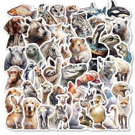 50Pcs Animal PVC Self-Adhesive Cartoon Stickers STIC-B001-04-1