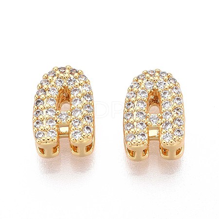 Brass Micro Pave Clear Cubic Zirconia Beads KK-T071-17G-A-1