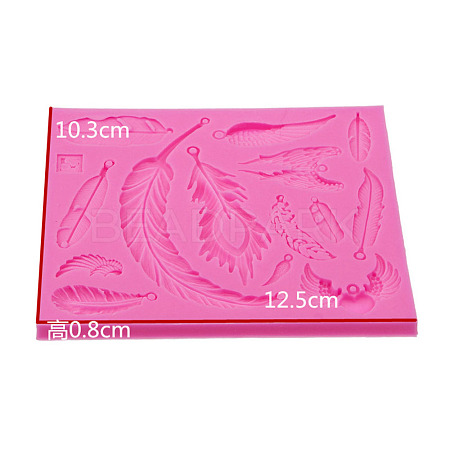 Feather Shape DIY Food Grade Silicone Molds X-AJEW-P046-36-1