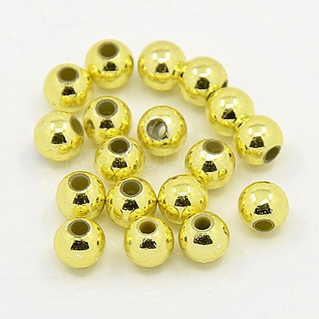 Plating Plastic Acrylic Round Beads PACR-L003-4mm-G-1