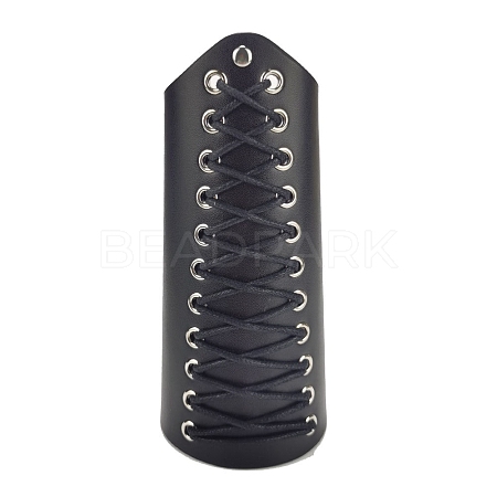 Imitation Leather Wrap Wide Cord Bracelet with Wax Strap PW-WG54388-06-1