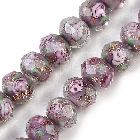 Handmade Gold Sand Lampwork Beads Strands LAMP-R141-10mm-25-1