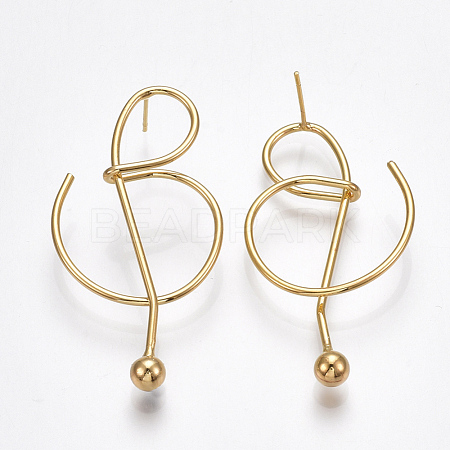 Brass Stud Earrings KK-T038-280G-1
