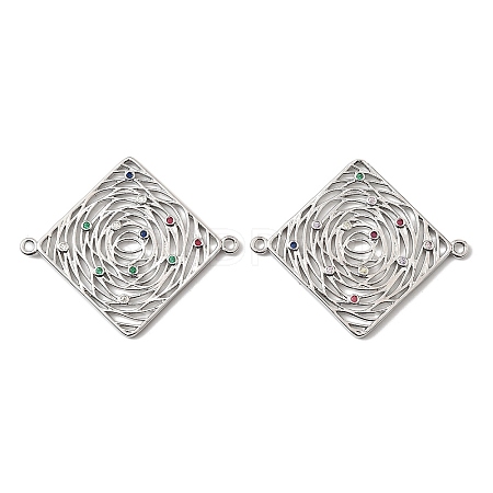 Brass Micro Pave Colorful Cubic Zirconia Hollow Connector Charms KK-K351-58A-P-1