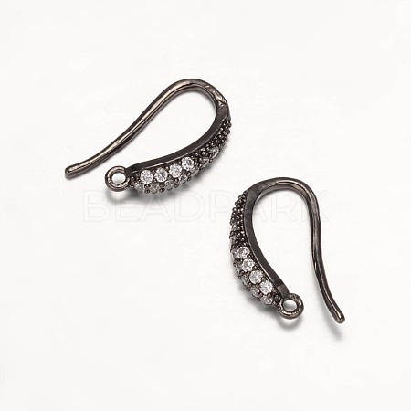 Brass Micro Pave Cubic Zirconia Earring Hooks X-ZIRC-K018-01B-1