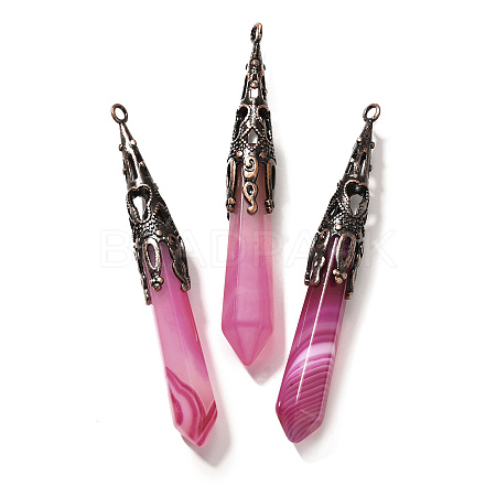 Natural Banded Agate(Dyed & Heated) Pointed Big Pendants G-P560-02R-18-1