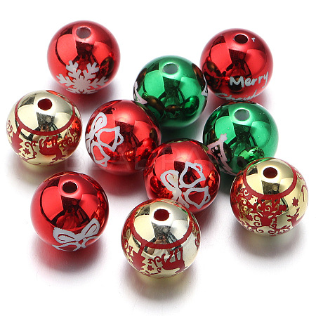 10Pcs UV Plating Colours Acrylic Beads OACR-S146-01I-1