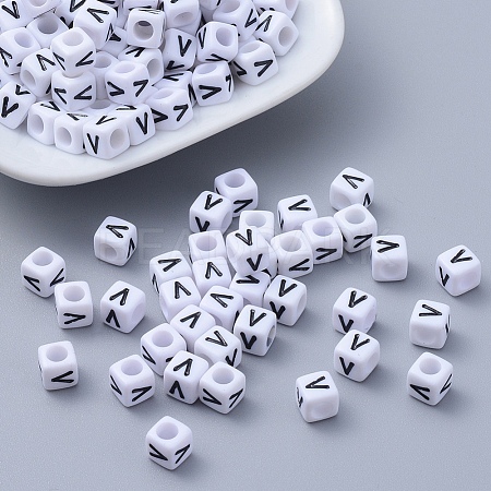 Acrylic Horizontal Hole Letter Beads PL37C9308-V-1