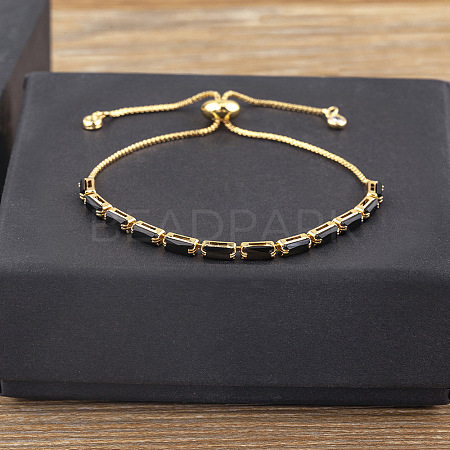 Brass Micro Pave Cubic Zirconia Slider Bracelets FS-WG49F5F-06-1