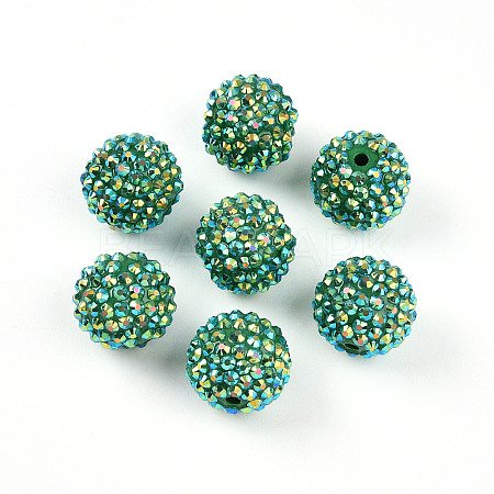 Chunky Resin Rhinestone Bubblegum Ball Beads RESI-S256-20mm-SAB13-1