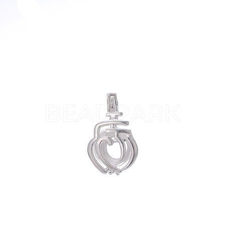 Hollow Brass Bead Cage Pendants FIND-PW0024-27A-1