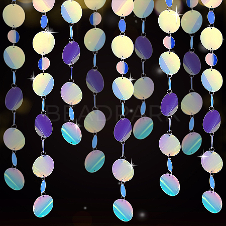 Irridescent PVC Glitter Circle Dots Garland LS-HJEW-WH0036-37-1