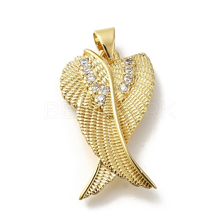 Rack Plating Brass with Cubic Zirconia Pendants KK-Z086-14G-03-1